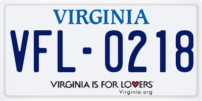 VA license plate VFL0218