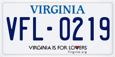 VA license plate VFL0219