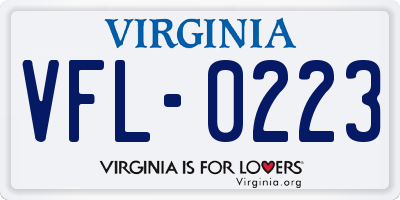 VA license plate VFL0223