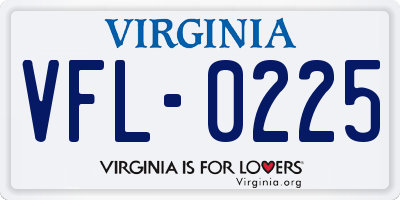 VA license plate VFL0225