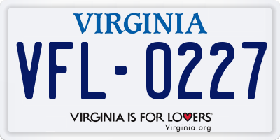 VA license plate VFL0227