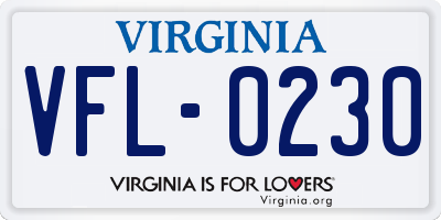 VA license plate VFL0230