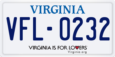 VA license plate VFL0232