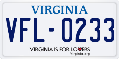 VA license plate VFL0233
