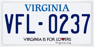 VA license plate VFL0237