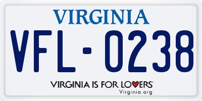 VA license plate VFL0238