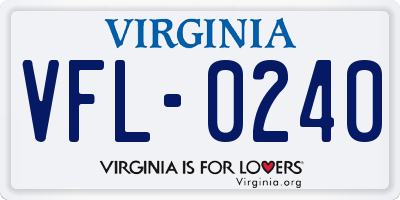 VA license plate VFL0240