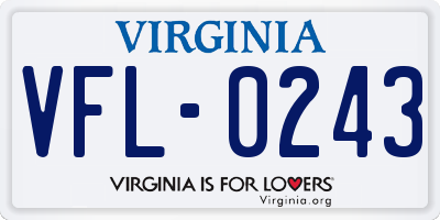 VA license plate VFL0243