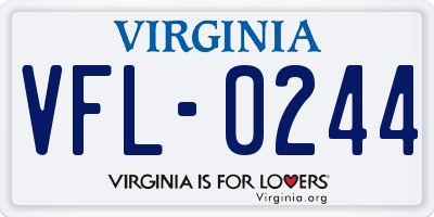 VA license plate VFL0244