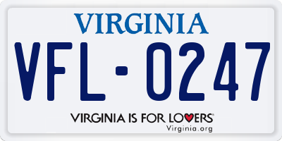VA license plate VFL0247