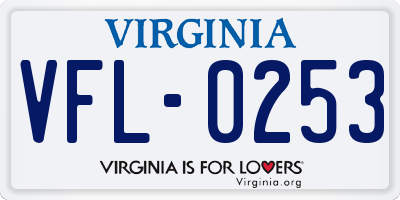 VA license plate VFL0253