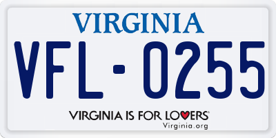 VA license plate VFL0255