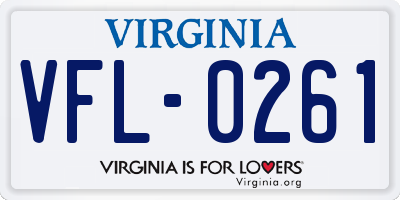 VA license plate VFL0261