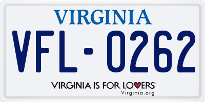VA license plate VFL0262