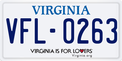 VA license plate VFL0263