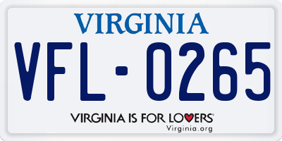 VA license plate VFL0265