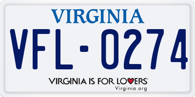 VA license plate VFL0274