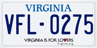 VA license plate VFL0275