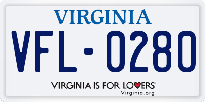 VA license plate VFL0280