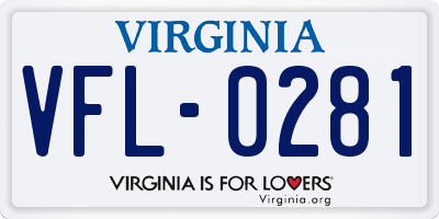 VA license plate VFL0281