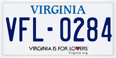 VA license plate VFL0284