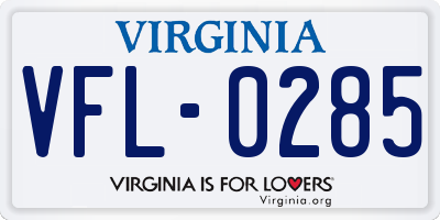 VA license plate VFL0285