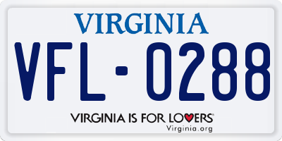VA license plate VFL0288