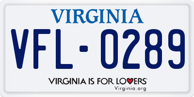 VA license plate VFL0289