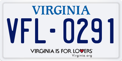 VA license plate VFL0291