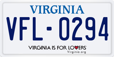 VA license plate VFL0294