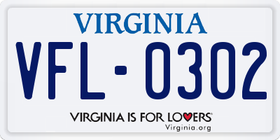 VA license plate VFL0302