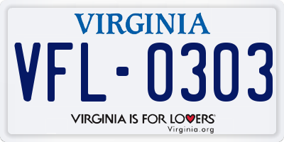 VA license plate VFL0303