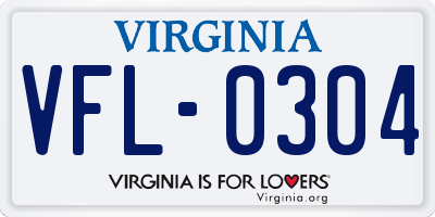 VA license plate VFL0304