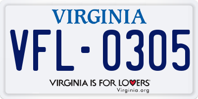 VA license plate VFL0305