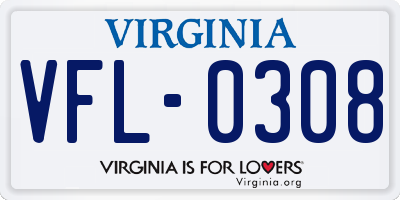 VA license plate VFL0308