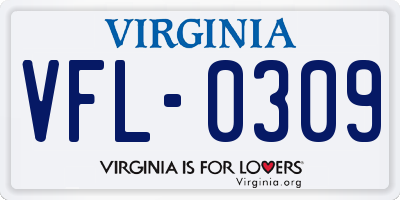 VA license plate VFL0309