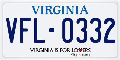 VA license plate VFL0332