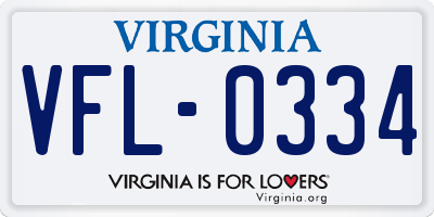 VA license plate VFL0334