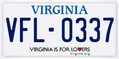 VA license plate VFL0337