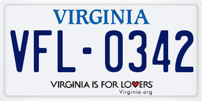 VA license plate VFL0342