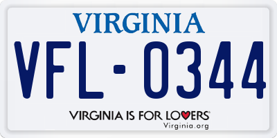 VA license plate VFL0344