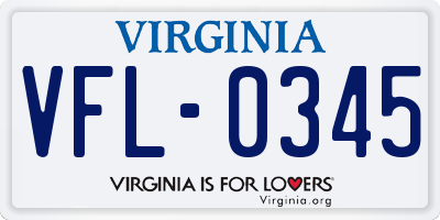 VA license plate VFL0345