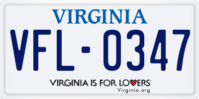 VA license plate VFL0347
