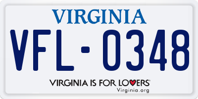 VA license plate VFL0348