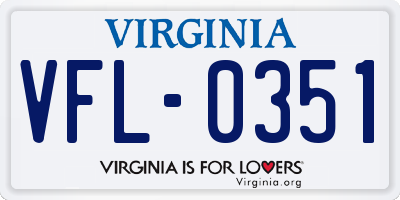 VA license plate VFL0351