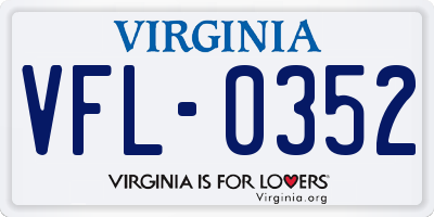VA license plate VFL0352