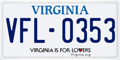 VA license plate VFL0353