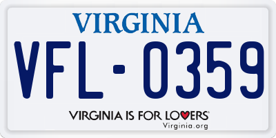 VA license plate VFL0359