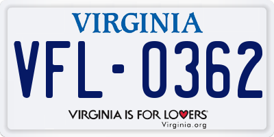 VA license plate VFL0362