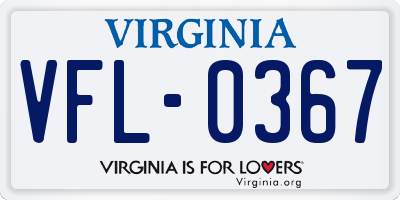 VA license plate VFL0367